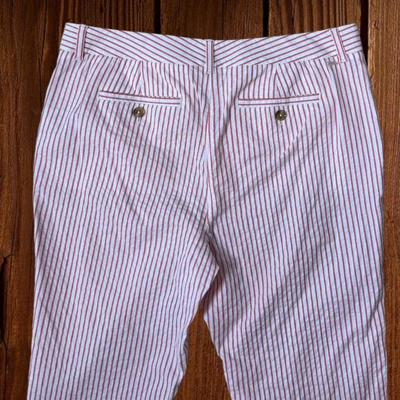 Tommy Hilfiger red and white striped seersucker straight leg pants - Picture 6 of 9